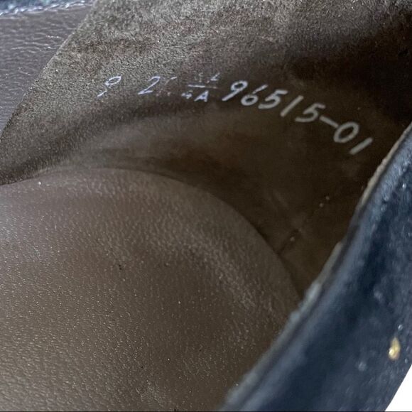 THOMAS WALLACE Vintage Suede Pointy Toe Pumps Heels Stud Detail Black 9 - Picture 14 of 15